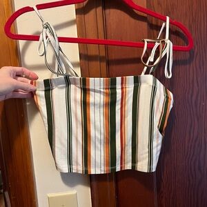 Forever 21 Striped Tank Top in Green, Orange, and White